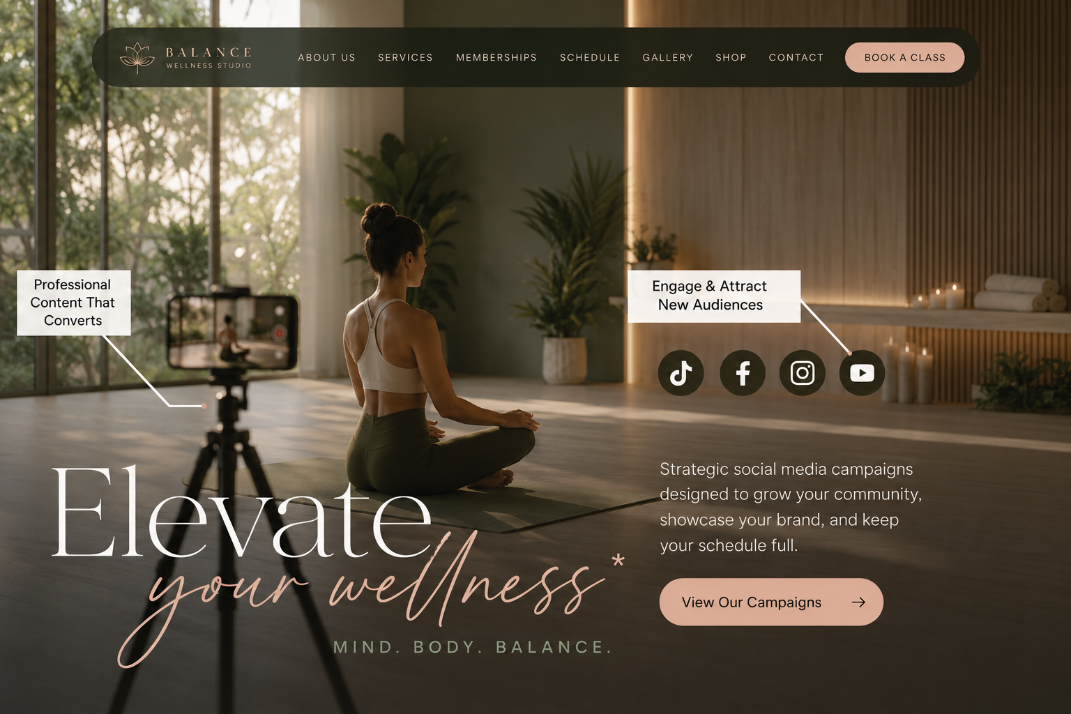 Spa website sample with service-focused visual sections